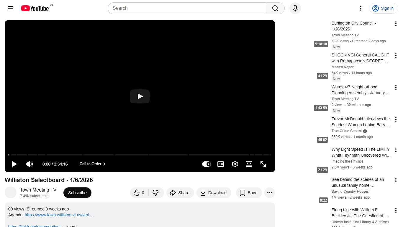 Williston Selectboard - 1/6/2026 - YouTube