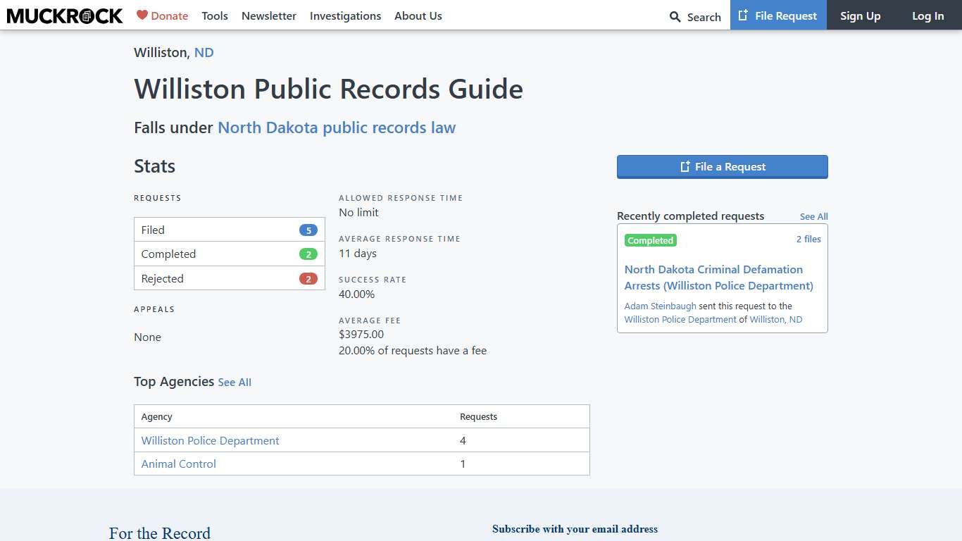 Williston Public Records Guide • MuckRock